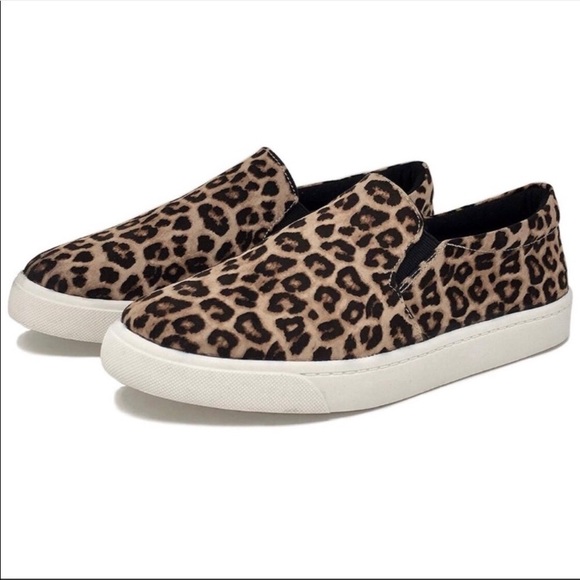 Soda Shoes - Leopard Print Slip On Sneakers